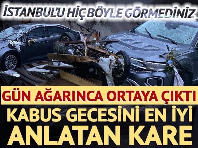 İstanbul'da geceyi en iyi anlatan kare! G&uuml;n ağarınca ortaya &ccedil;ıktı