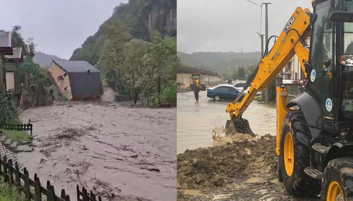 Sakarya'da dere kenarındaki ev yıkıldı