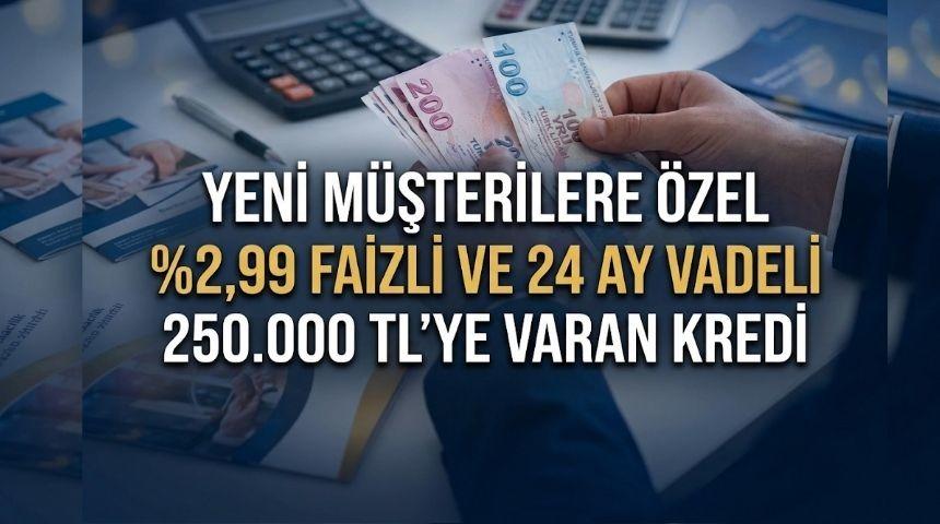 2,99 faizli ve 24 ay vadeli 250.000 TL'ye varan kredi fırsatı
