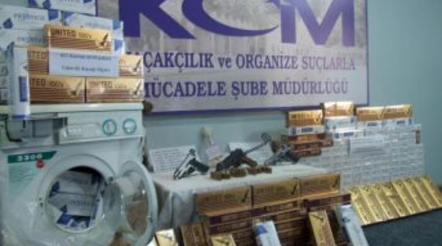 &Ccedil;amaşır makinesi i&ccedil;erisinde ka&ccedil;ak sigara sevkiyatı