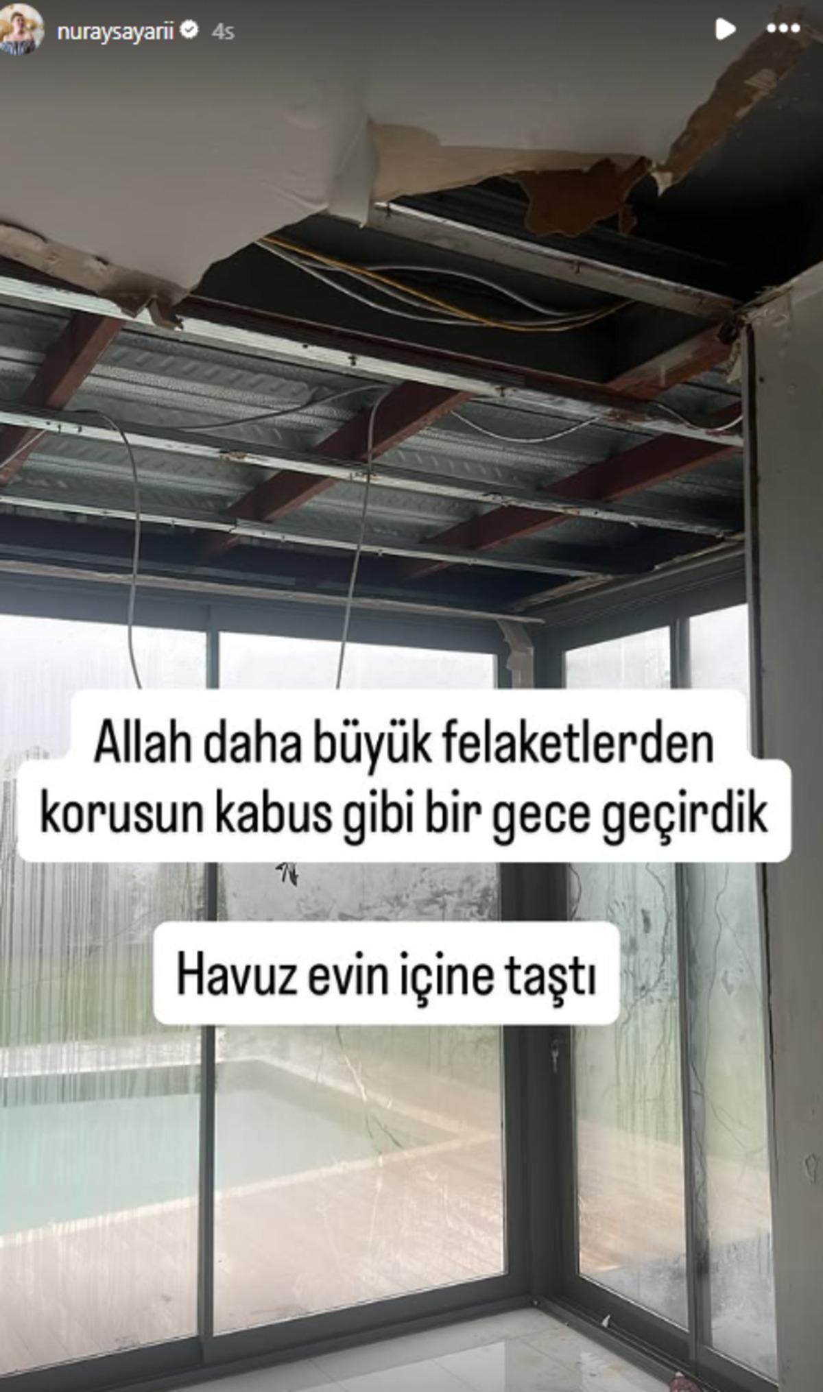 Ünlü astrolog Nuray Sayarı nın lüks villası büyük hasar gördü! Tavanı çöktü, havuzu taştı 3