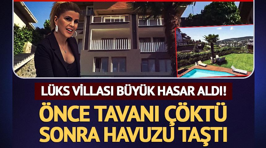 &Uuml;nl&uuml; astrologun l&uuml;ks villası b&uuml;y&uuml;k hasar g&ouml;rd&uuml;! Tavanı &ccedil;&ouml;kt&uuml;, havuzu taştı 