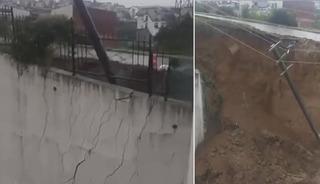 Dev istinat duvarı yerle bir oldu: O anlar kamerada