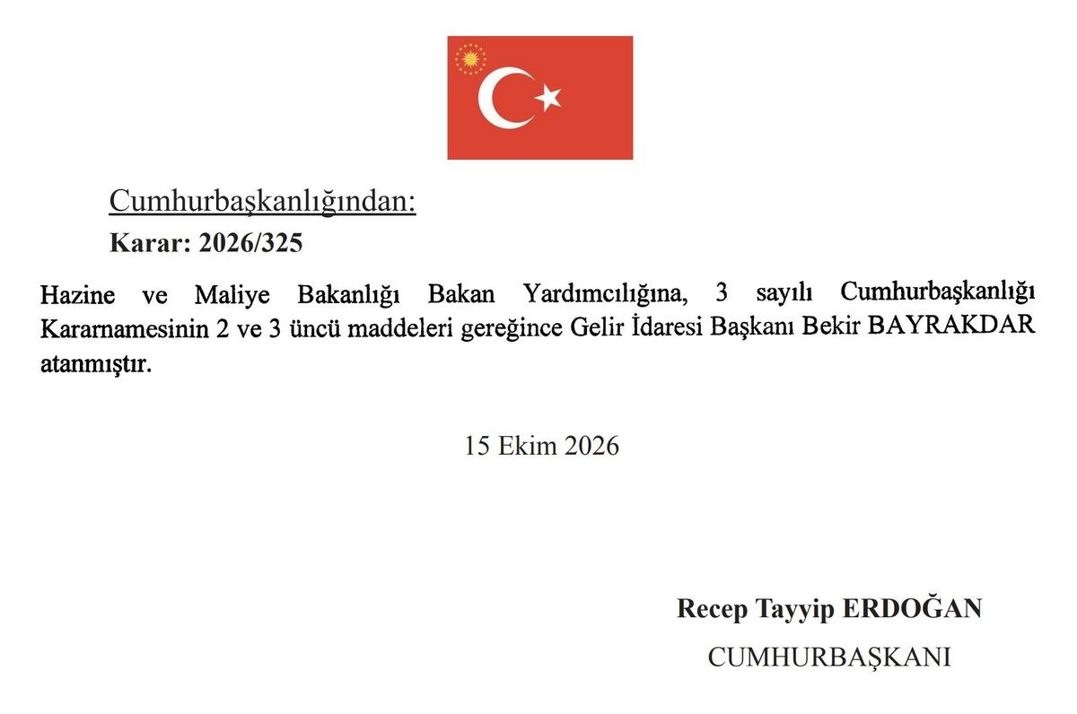 Resmi Gazete de yayımlandı! Hazine ve Maliye Bakan Yardımcılığına Bekir Bayrakdar atandı 1