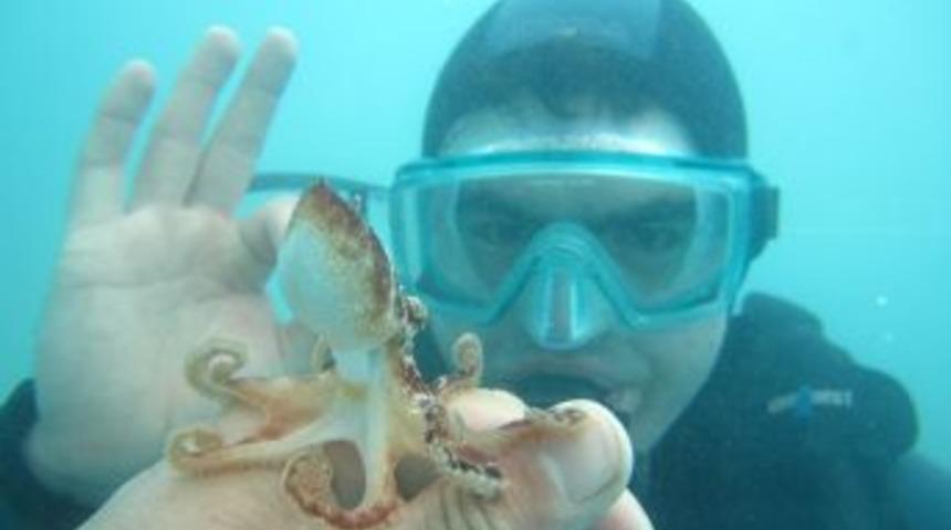 Atat&uuml;rk &Uuml;niversiteli &ouml;ğrenciler, dalış eğitimlerini Kemer'de yaptı