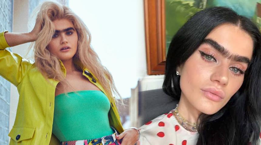 Tek kaşı y&uuml;z&uuml;nden alay konusu oldu! &Uuml;nl&uuml; modelden herkesi şaşırtan hamle