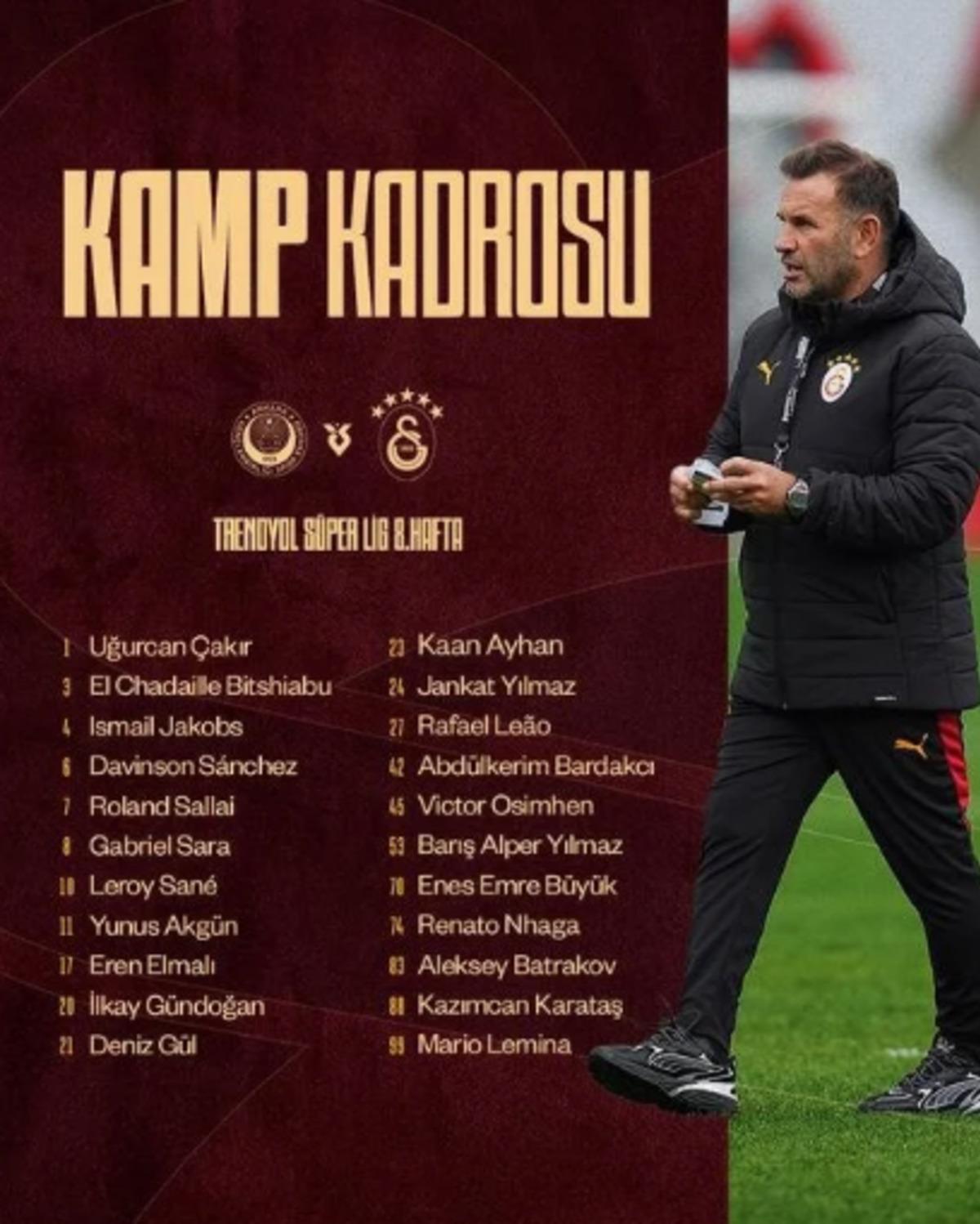 Galatasaray kamp kadrosunu açıkladı! 4 isim dahil edilmedi 2