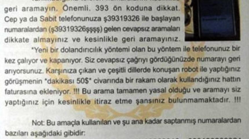 +393 tuzağına d&uuml;şmeyin, dakikası 50 dolar!