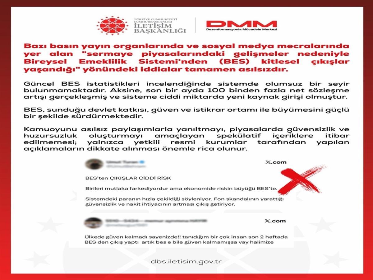 DMM den "Bireysel Emeklilik Sistemi nden kitlesel &ccedil;ıkışlar yaşandığı" iddialarına yalanlama 2