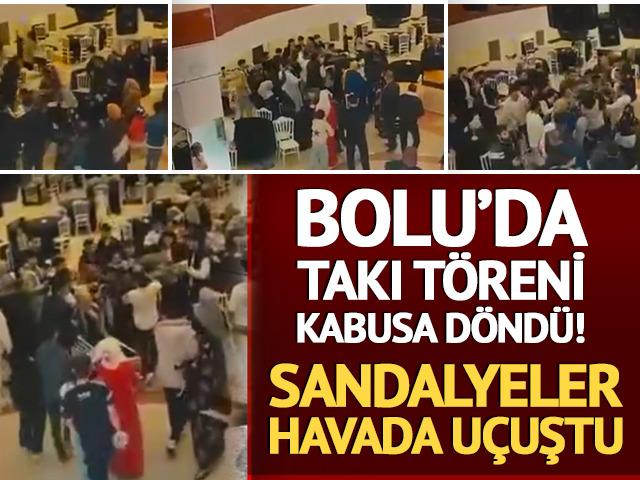 Bolu&rsquo;da takı t&ouml;reni kabusa d&ouml;nd&uuml;! Sandalyeler havada u&ccedil;uştu