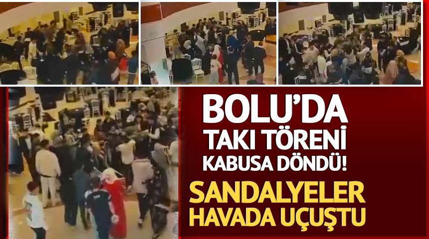 Bolu&rsquo;da takı t&ouml;reni kabusa d&ouml;nd&uuml;! Sandalyeler havada u&ccedil;uştu