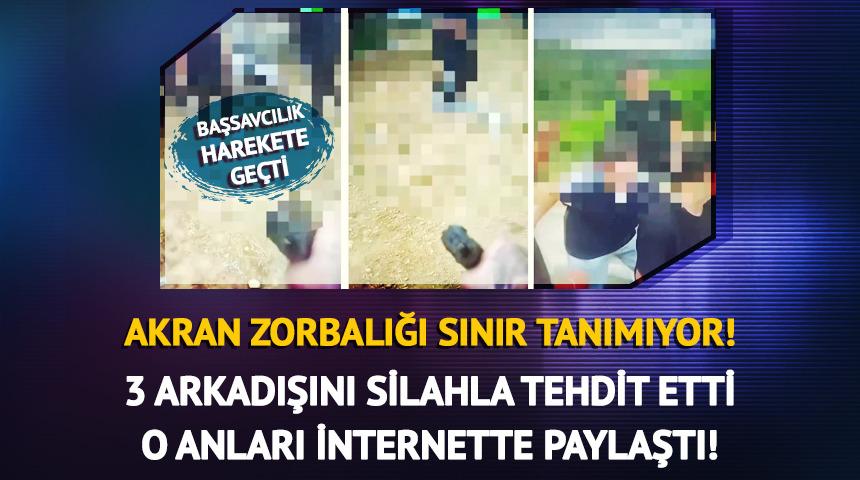 Kurusıkı tabancayla akranlarını tehdit edip g&ouml;r&uuml;nt&uuml;lerini paylaştı