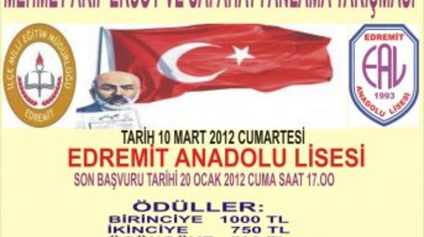 Edremit Anadolu Lisesi, Mehmet Akif Ersoy Yarışması d&uuml;zenledi