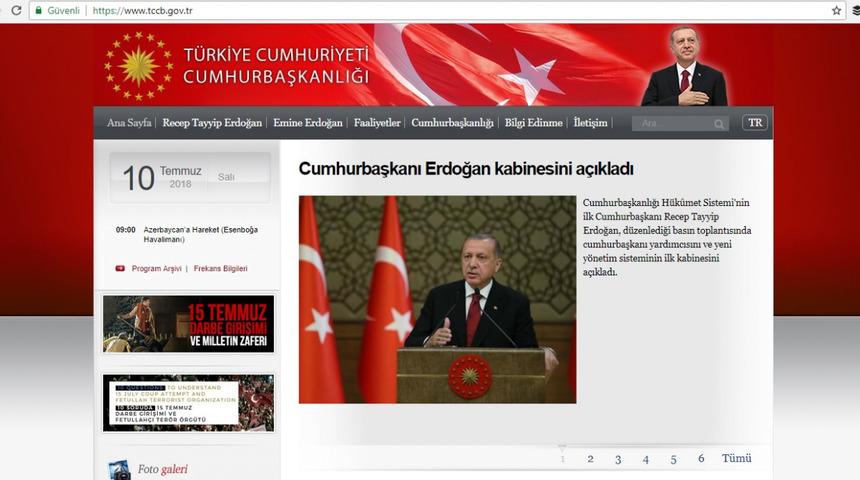 Başbakanlık sitesi, Cumhurbaşkanlığı resmi internet sitesine yönlendiriyor