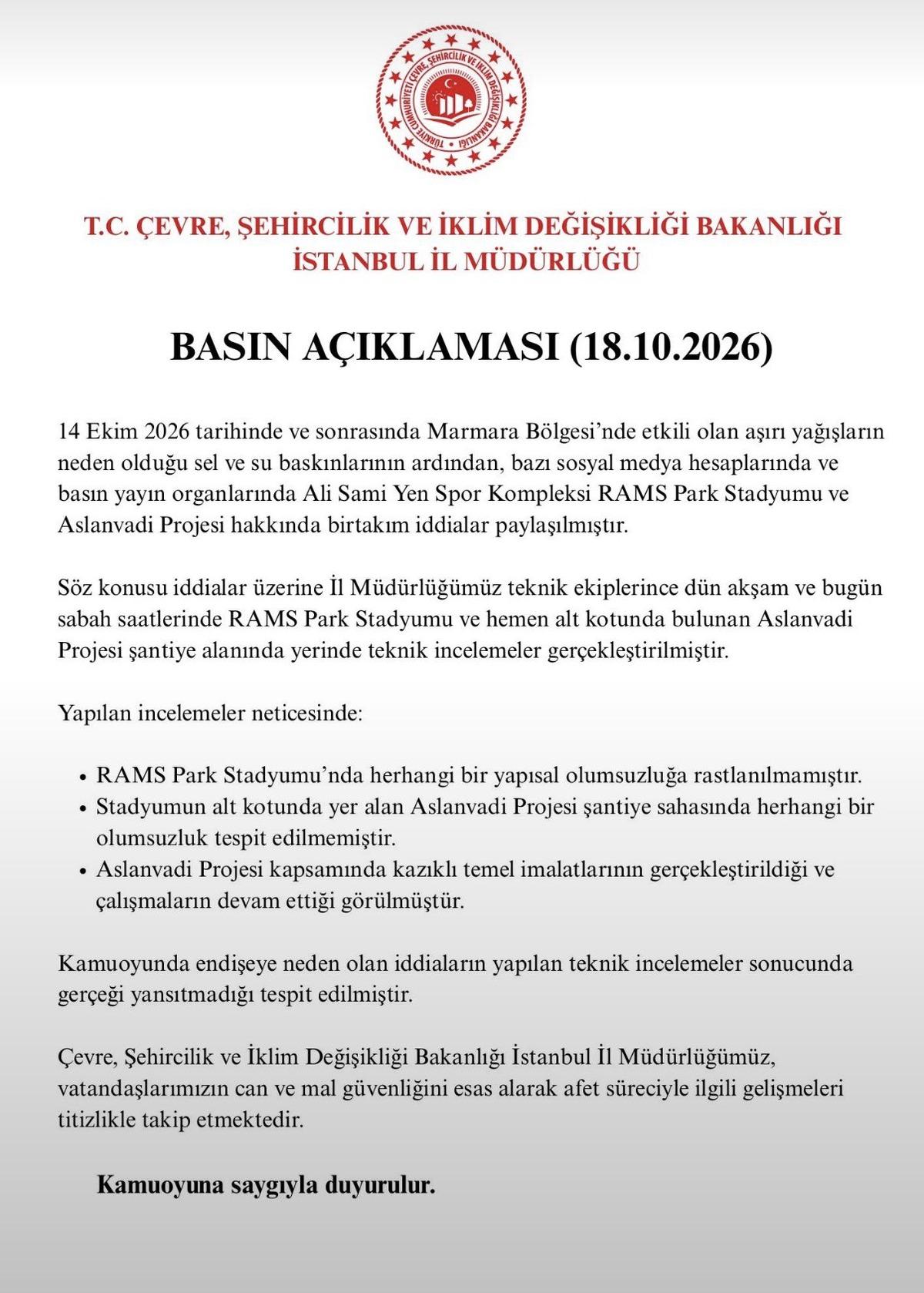 RAMS Park ta toprak kayması ve çatlak iddiası! Çevre ve Şehircilik Bakanlığı noktayı koydu 3