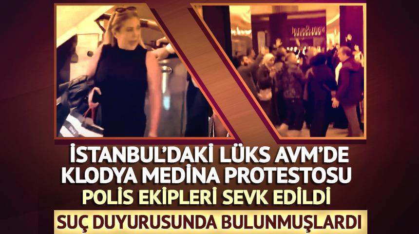 İstanbul'daki l&uuml;ks AVM'de Klodya Medina protestosu