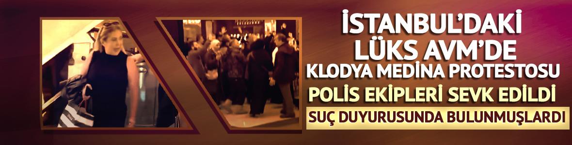 İstanbul'daki l&uuml;ks AVM'de Klodya Medina protestosu
