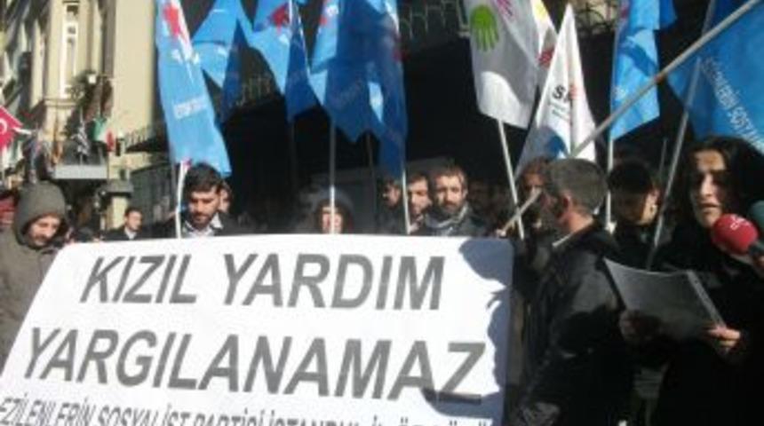 Belçika Konsolosuğu önünde ‘Kızıl Yardım’ eylemi