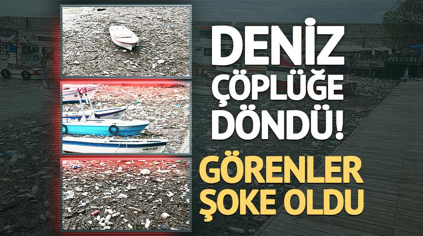 Deniz &ccedil;&ouml;pl&uuml;ğe d&ouml;nd&uuml;! Şiddetli yağış sonrası ortaya &ccedil;ıktı