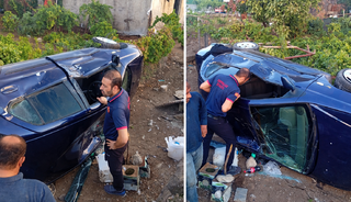 Siirt'te otomobil evin bah&ccedil;esine d&uuml;şt&uuml;! 4 kişi yaralandı