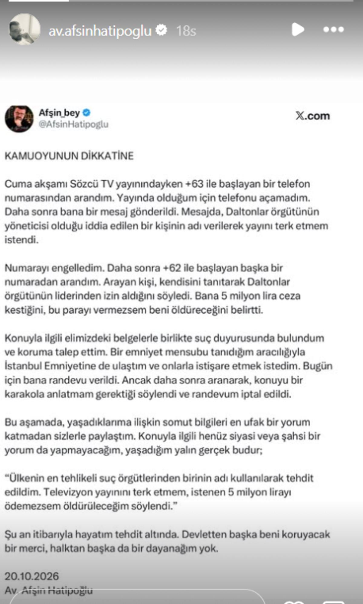 Avukat Afşin Hatipoğlu na canlı yayında &ouml;l&uuml;m tehdidi: "5 milyon lirayı &ouml;demezsem..." 2