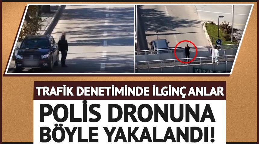 Denetimi g&ouml;r&uuml;nce arabayı bırakıp ka&ccedil;tı! Drona yakalandı