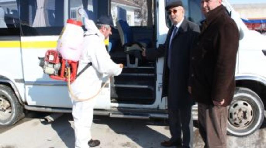 Okul servisleri gribal enfeksiyonlara karşı dezenfekte edildi