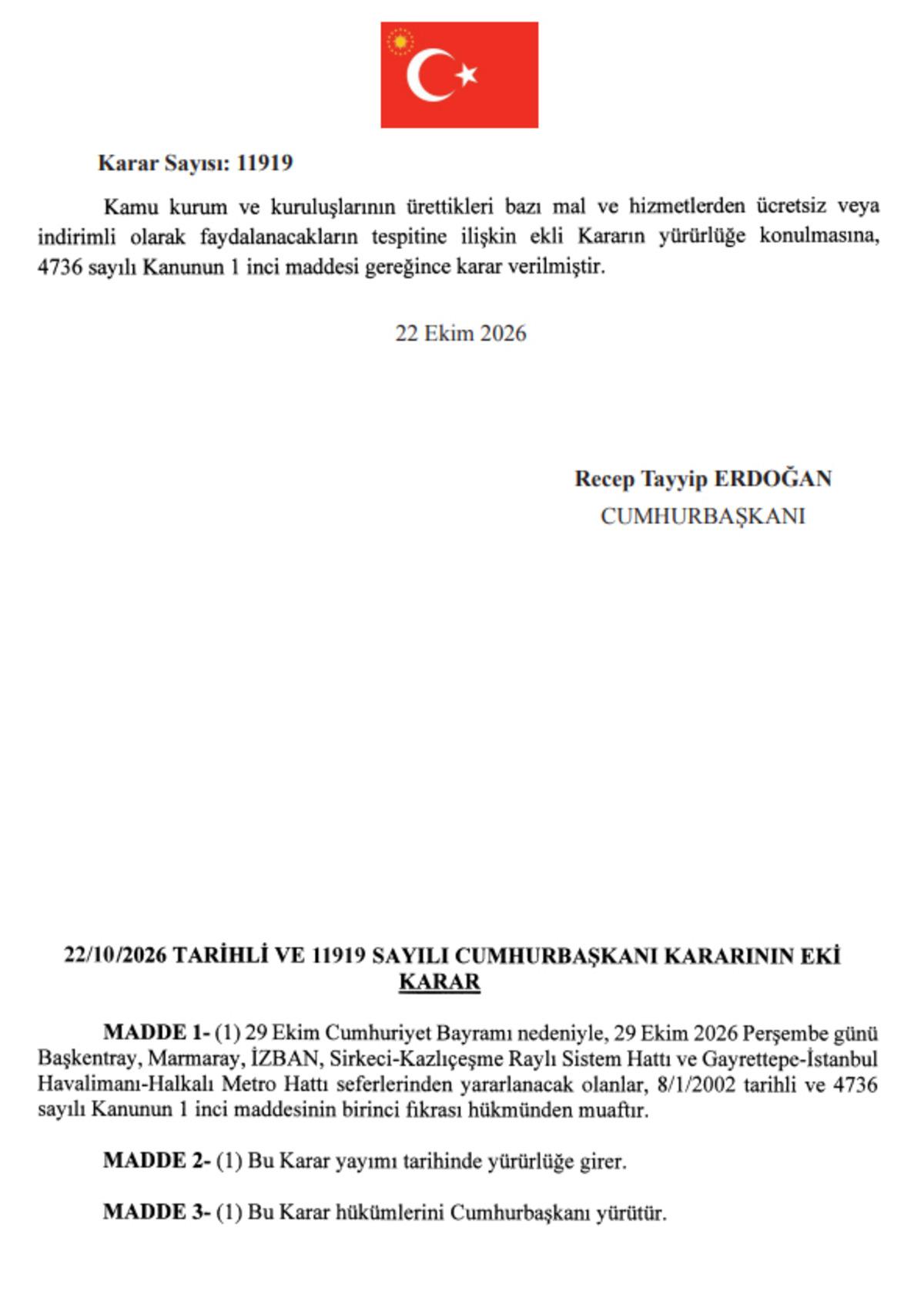 Resmi Gazete de yayımlandı: 29 Ekim&rsquo;de toplu ulaşımda 3 şehirde raylı sistem hatları &uuml;cretsiz olacak 4