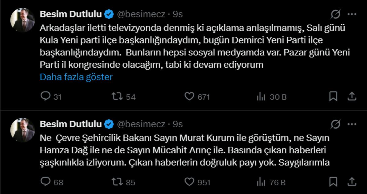 Manisa AK Parti ye mi ge&ccedil;iyor? İddialar sonrası Besim Dutlulu dan a&ccedil;ıklama 4