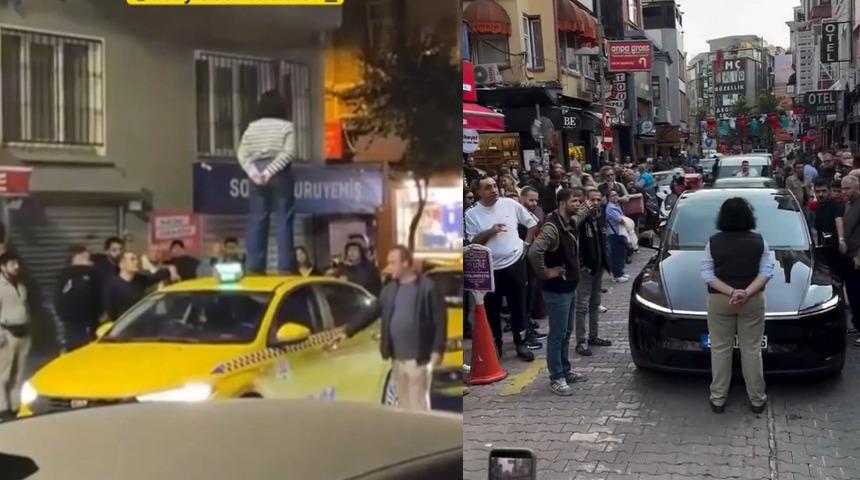 Aracın &uuml;st&uuml;ne &ccedil;ıkarak trafiği kesen kadının ilk vukuatı değilmiş! Bu g&ouml;r&uuml;nt&uuml;ler de Beşiktaş'tan