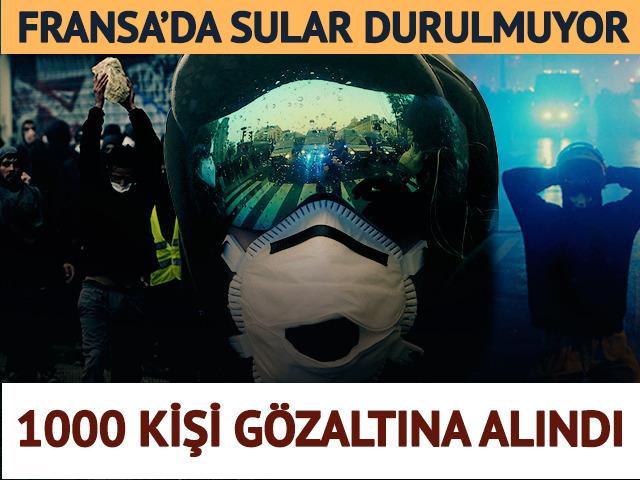 Fransa'da sular durulmuyor! 1000 kişi g&ouml;zaltına alındı