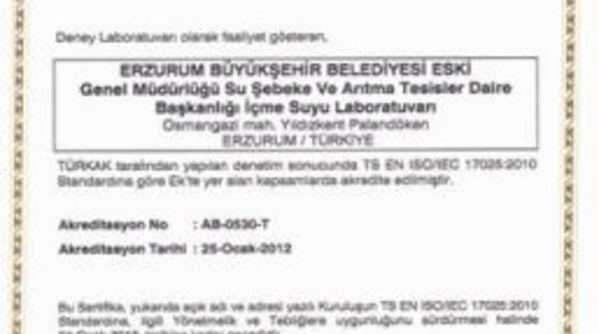 Erzurum'daki su analiz laboratuvarlarının kalitesi tescillendi
