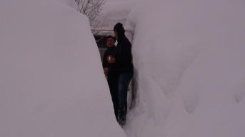 Bitlis&rsquo;te evler karda kayboldu