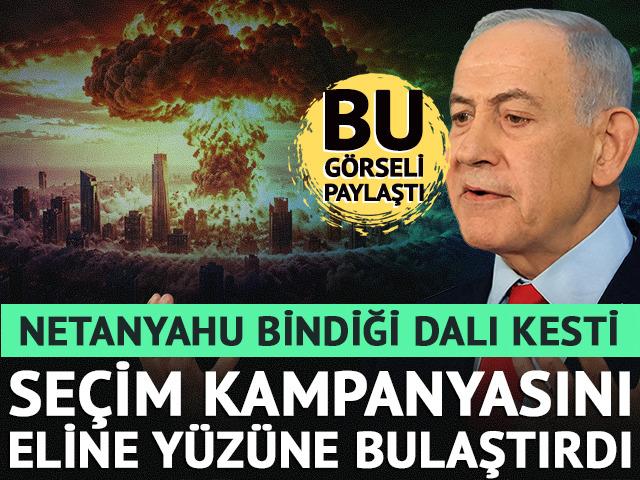 Netanyahu se&ccedil;im kampanyasını eline y&uuml;z&uuml;ne bulaştırdı: "Ortan kaldırdık" dediği atom bombası tehdidiyle oy istedi