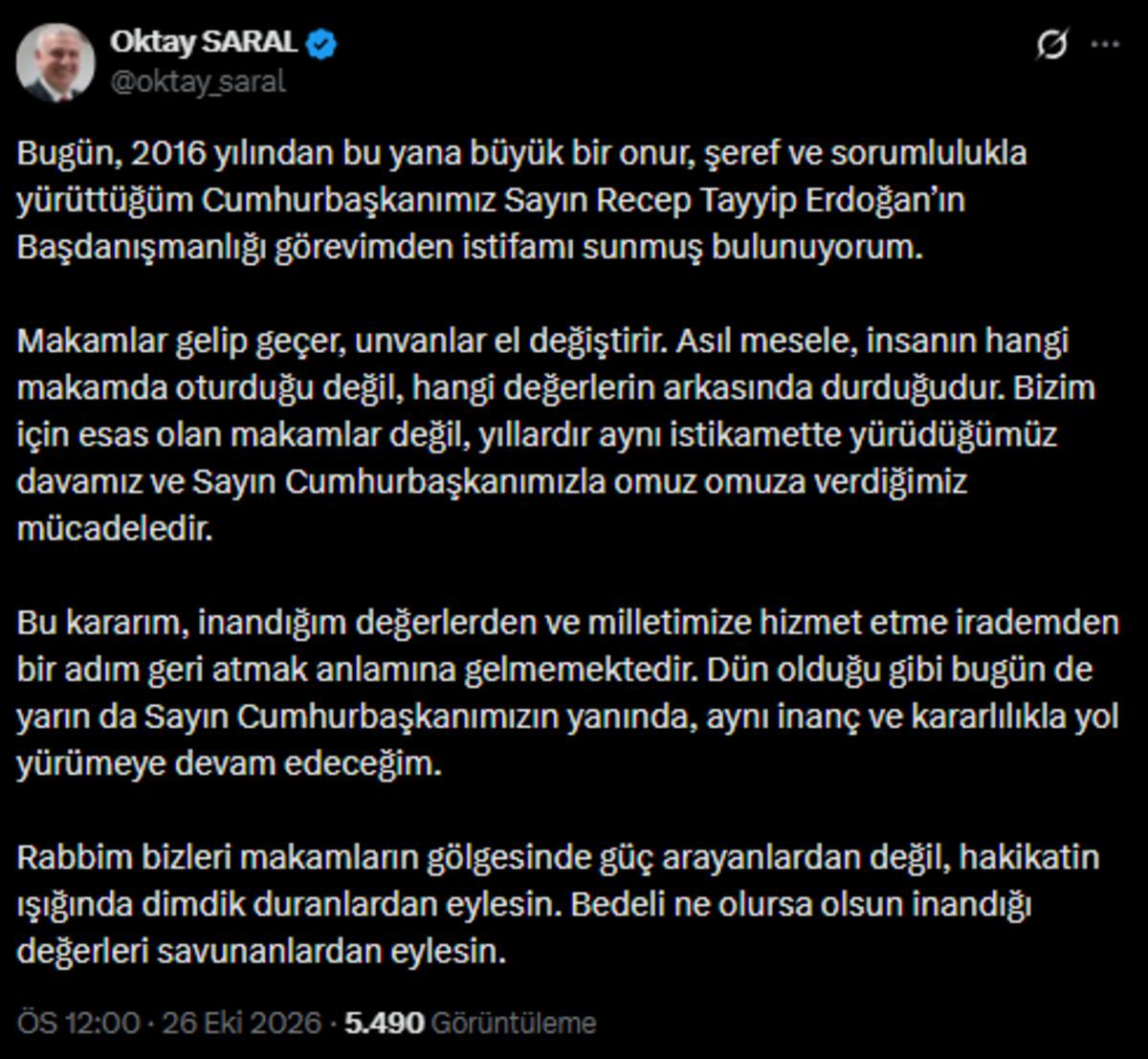 Son dakika | Oktay Saral istifasını b&ouml;yle duyurdu! "Devam edeceğim" 2
