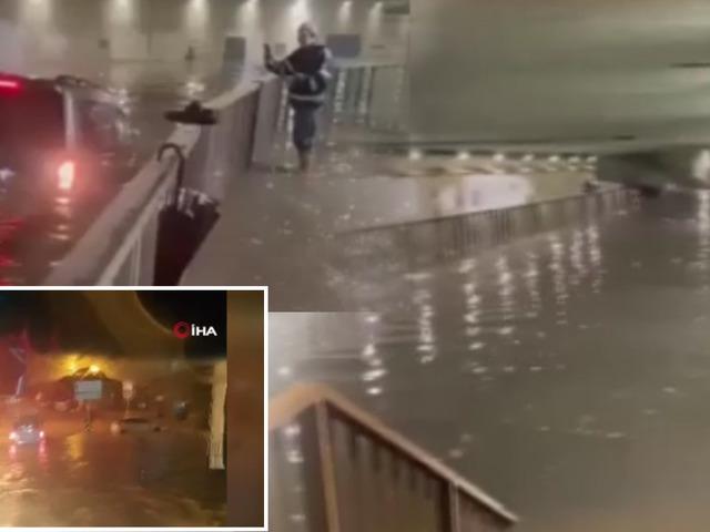İstanbul'da yağış sonrası korkutan manzara! Baba-kız mahsur kaldı: Canımızı zor kurtardık