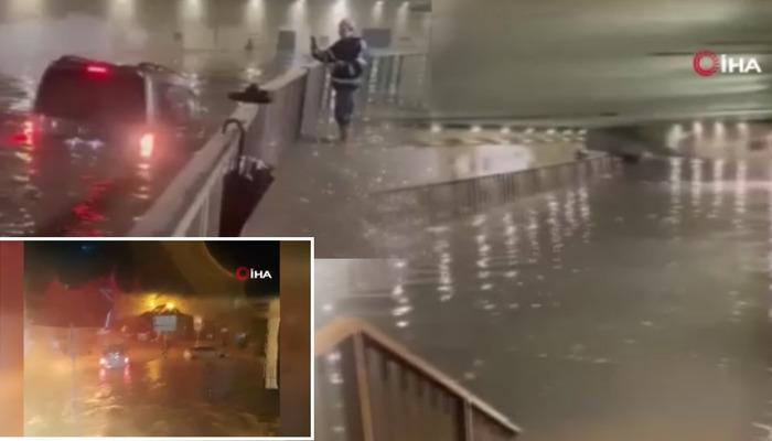 İstanbul'da yağış sonrası korkutan manzara! Ara&ccedil;lar yine su altında kaldı