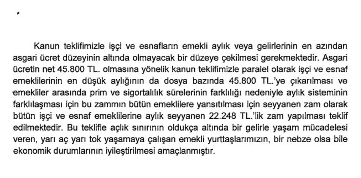 22 bin, 25 bin, 45 bin TL... &Ouml;zel den emekli i&ccedil;in seyyanen zam ve en d&uuml;ş&uuml;k aylık teklifi 4