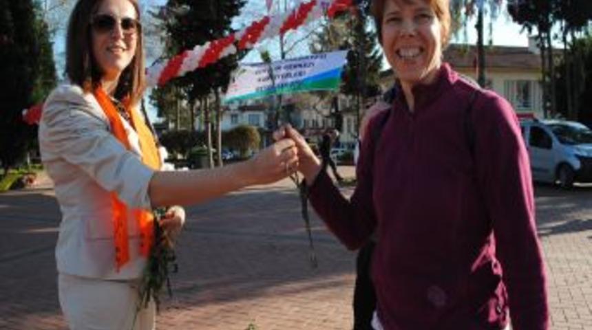 AK Partili kadınlar, 2 bin 500 karanfil dağıttı