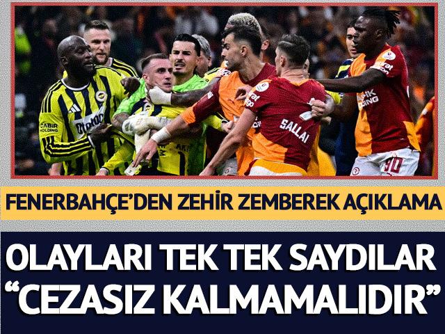 Fenerbah&ccedil;e'den Galatasaray ma&ccedil;ındaki olaylarla ilgili sert tepki: "Cezasız kalmamalıdır"