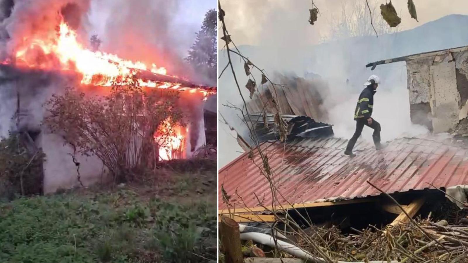 Uykusunda tek katlı evi küle döndü, camdan atlayarak canını kurtardı