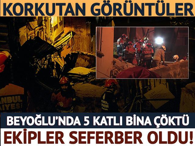 Beyoğlu'nda 5 katlı bina çöktü! Ekipler seferber oldu