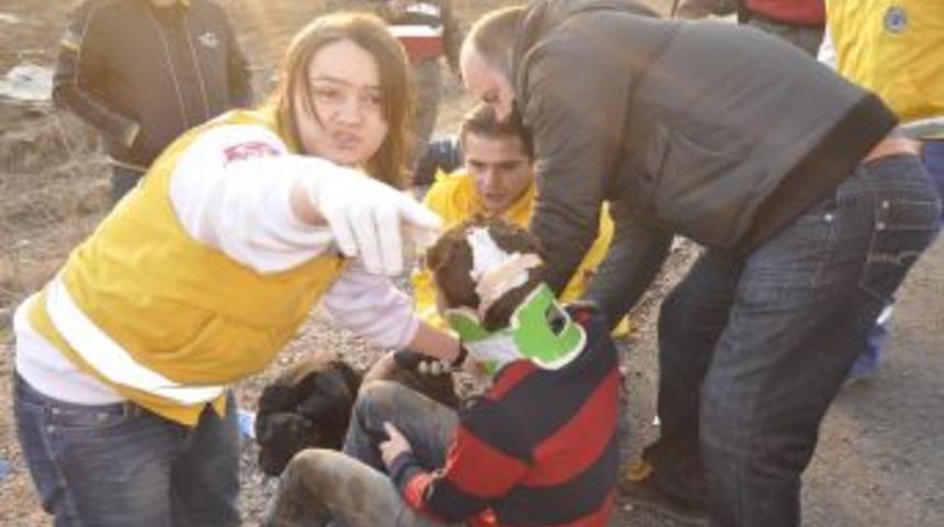 Yolcu minib&uuml;s&uuml; tarlaya u&ccedil;tu: 9 kişi yaralandı