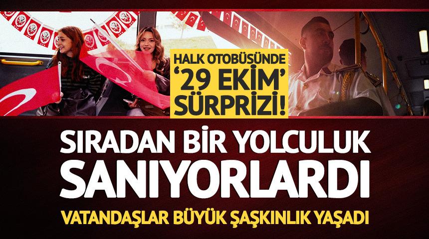D&uuml;zce'de halk otob&uuml;s&uuml;nde Cumhuriyet Bayramı s&uuml;rprizi