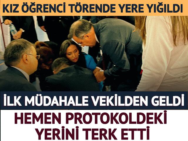 Bayrak taşıyan öğrenci yere yığıldı! İlk müdahale milletvekilinden geldi