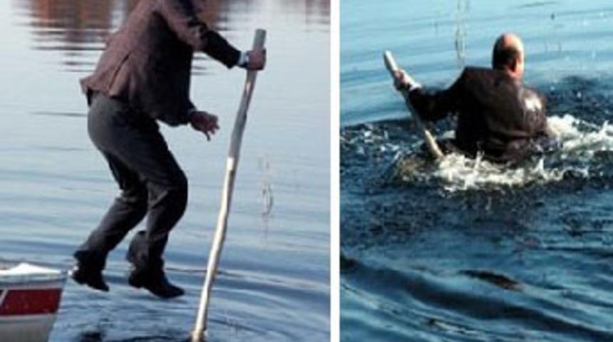 Başkan yardımcısı suya d&uuml;şt&uuml;