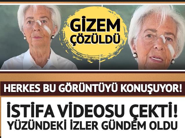 Avrupa Merkez Bankası Başkanı Lagarde istifa videosu &ccedil;ekti! Y&uuml;z&uuml;ndeki bantlar dikkat &ccedil;ekti
