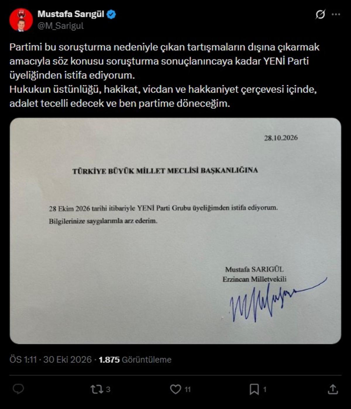 Son dakika: Mustafa Sarıgül Yeni Parti den istifa etti 2