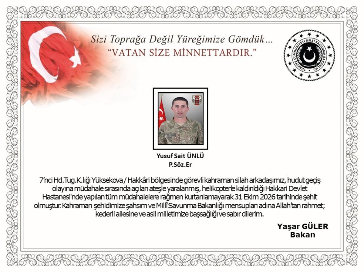 MSB kahreden haberi duyurdu: 1 askerimiz şehit düştü! 2