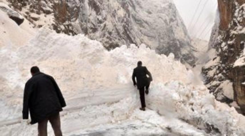 Hakkari- &Ccedil;ukurca kara yolu &ccedil;ığ y&uuml;z&uuml;nden kapandı